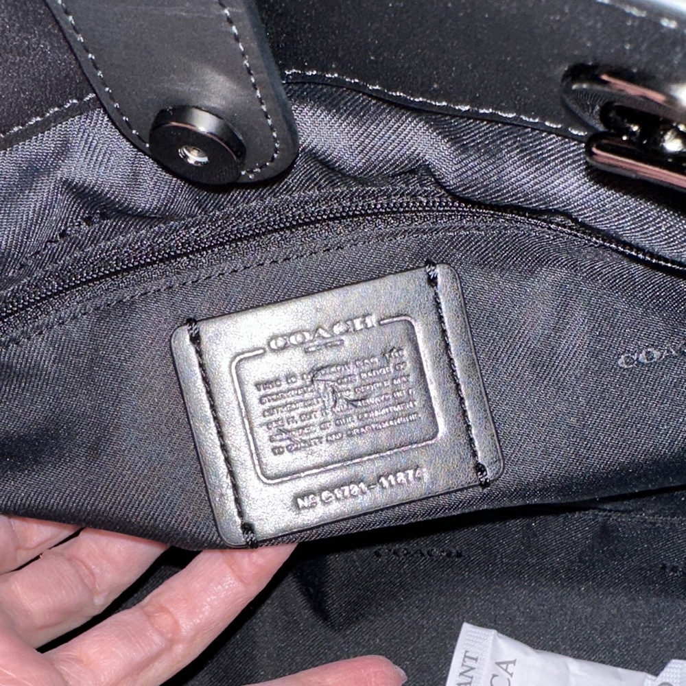 Coach Edie tote in Black and Teal with python trim - Picture 11 of 13